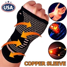 2× Copper Compression Wrist Support Arthritis Glove Carpal Tunnel Pain Relief US