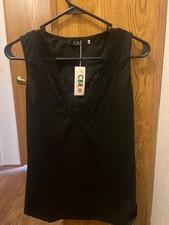 womens S black lace tank top