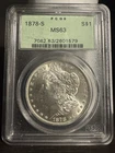 1878 S $1 MORGAN DOLLAR PCGS MS63 OLD GREEN HOLDER OGH
