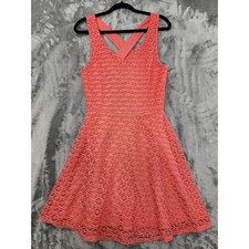 Maurices Dress Womens S Orange Fit & Flare Tank Crossover Open Back Party Skater