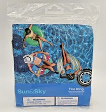 Sun & Sky 35" Inflatable Swim Ring Tire Tube Design Black Pool Beach Water Float