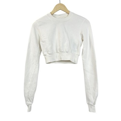 Rick Owens DRKSHDW Cropped Cotton Pullover Sweatshirt White XS Made in Italy