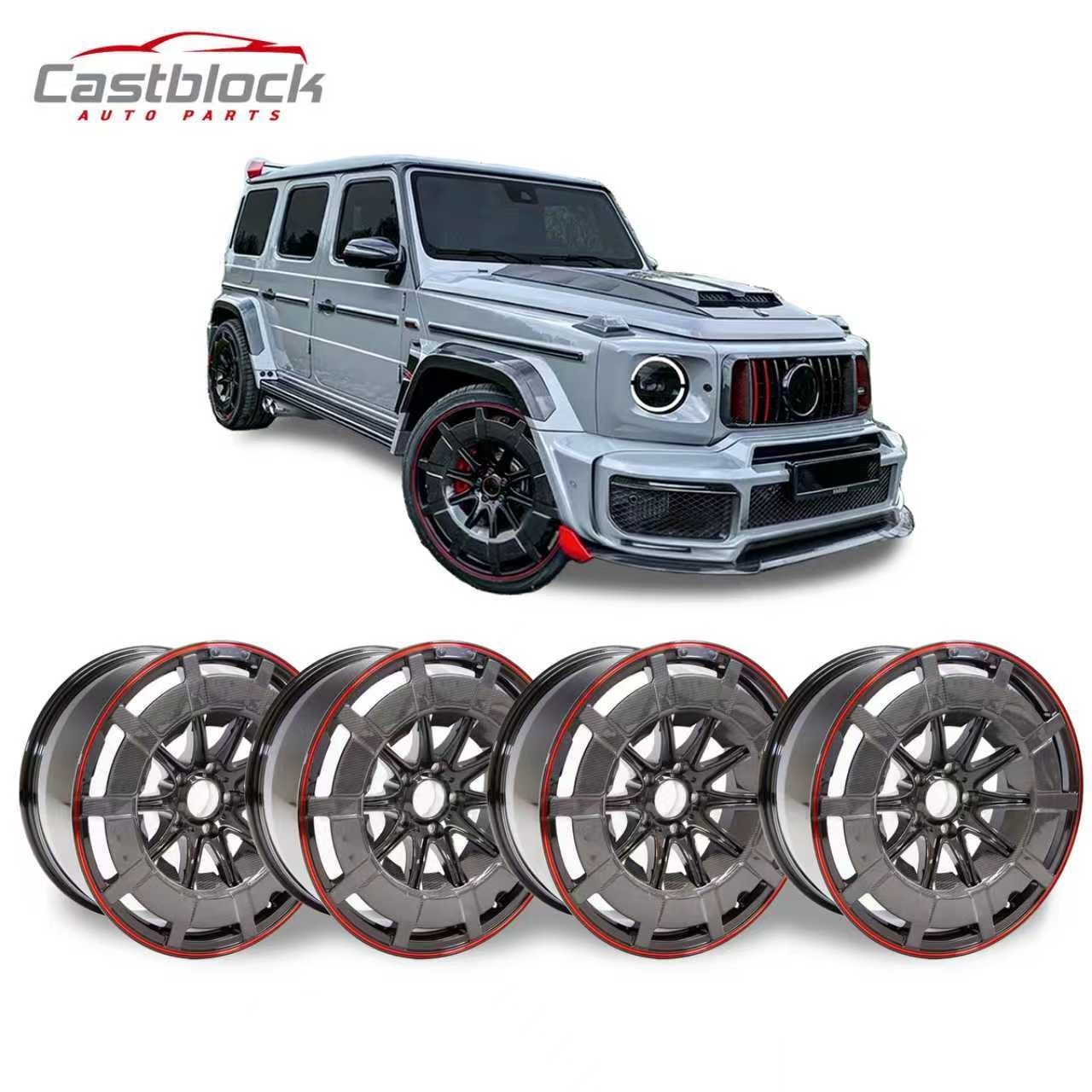 22'' New For Mercedes Benz G Class Brabus Style Carbon Fiber Wheels Rims Set