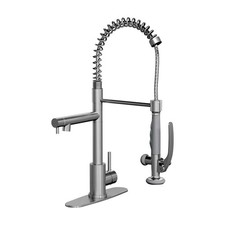 Commercial Single Handle Kitchen Sink Faucet Brushed Nickel Pull Down Sprayer De