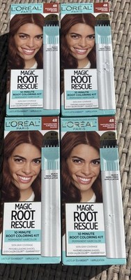 2 Pk: L'OREAL Magic Root Rescue 10 Min Root Coloring Kit 4R Dark Auburn