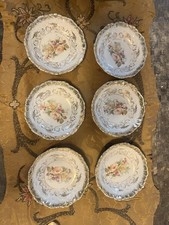 NICE Sweet 1900s Limoges Porcelain Bowls Hand Painted Scalloped Edges Set of 6