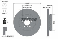 Textar Bremsscheiben Textar PRO Ø 345Mm InnenbelüFtet Beschichtet FüR BMW 922656