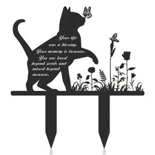 Memorial Pet Grave Markers, Metal Cat Garden Stake Plaque Cemetery Outdoors, ...
