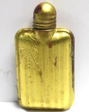 Small Art Deco Brass Perfume Bottle with Spider Web and Butterfly - RARE