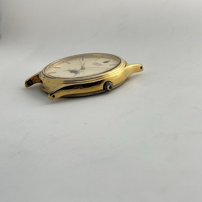 Rare Seiko 6F22-7000 Moon Phase Men's Watch Gold Tone Case For