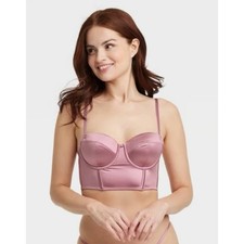 Auden NWT Size Small Mauve Pink Satin Lightly Lined Lingerie Corset Style Bra