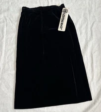 Vintage John Meyer Black Velvet Pencil Skirt Sz 12 Original Tags Slit In Back