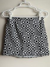 Art Class Smiley Flower Checker Mini Skirt XL 14 16 Y2K Retro Black White