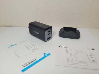 Black Anker PowerPort III 3-Port 65W Pod Charge, Works but READ Description
