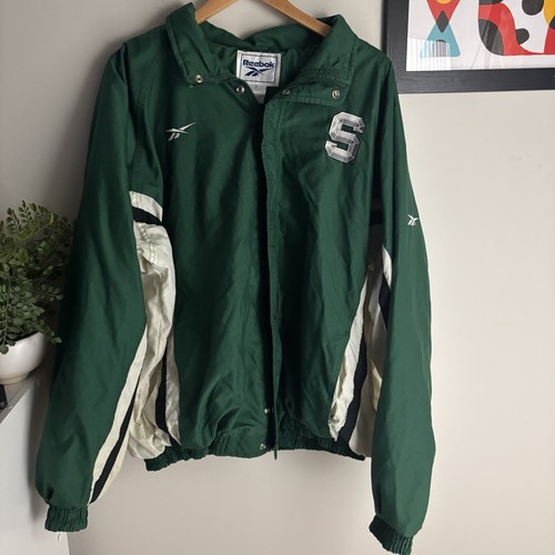 VTG 90s Reebok Michigan State Spartans Embroidered Bomber Logo Jacket Size XL - Picture 2 of 5