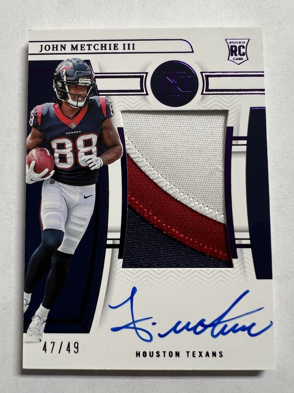 John Metchie Panini National Treasures #171 Patch Autograph