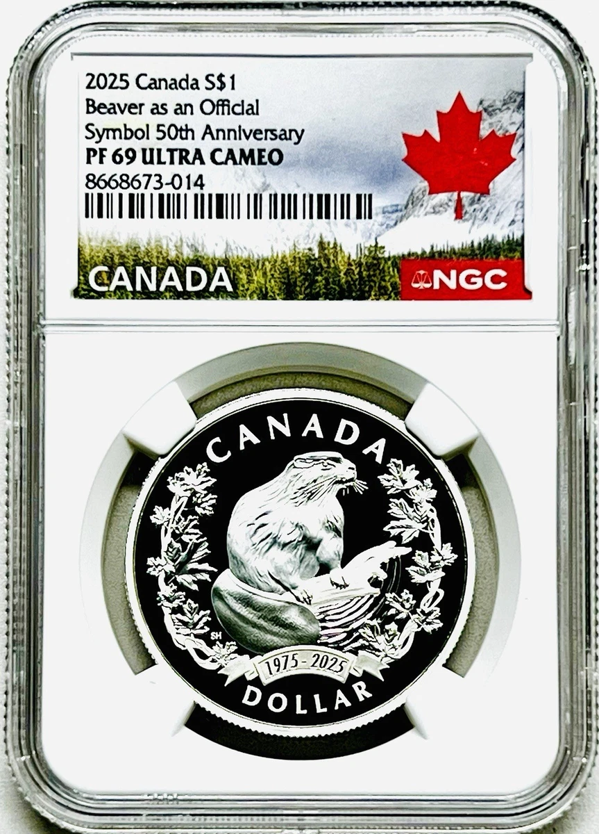 NGC PF69 2025 カナダ 25C .9999 銀貨プルーフ カリブー 2025 $1 CANADA SILVER PROOF BEAVER AS OFFICIAL SYMBOL NGC PF69UCAM
