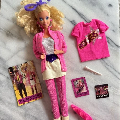 Vintage 80s Barbie and the Rockers Blonde Doll Original Outfit Accessories More