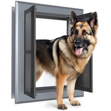  Aluminum French Large Dog Door,Strong Double Magnetic Flaps,with Aluminum T...