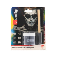 Black Liquid Latex Face and Body Paint with brush - 2 fl oz Ammonia Free