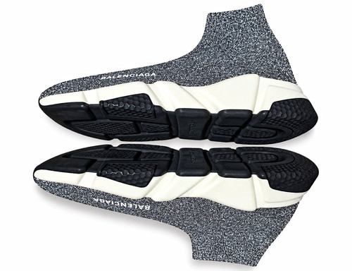 Balenciaga Speed Sock Sneakers Silver/White/Black US 8 EU 38 New w/ Box