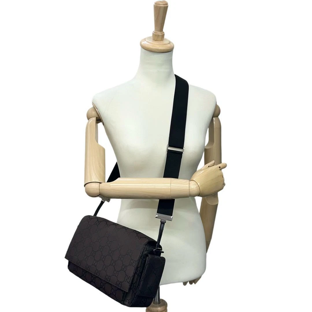 Sac bandoulière Gucci marron toile cuir du Japon