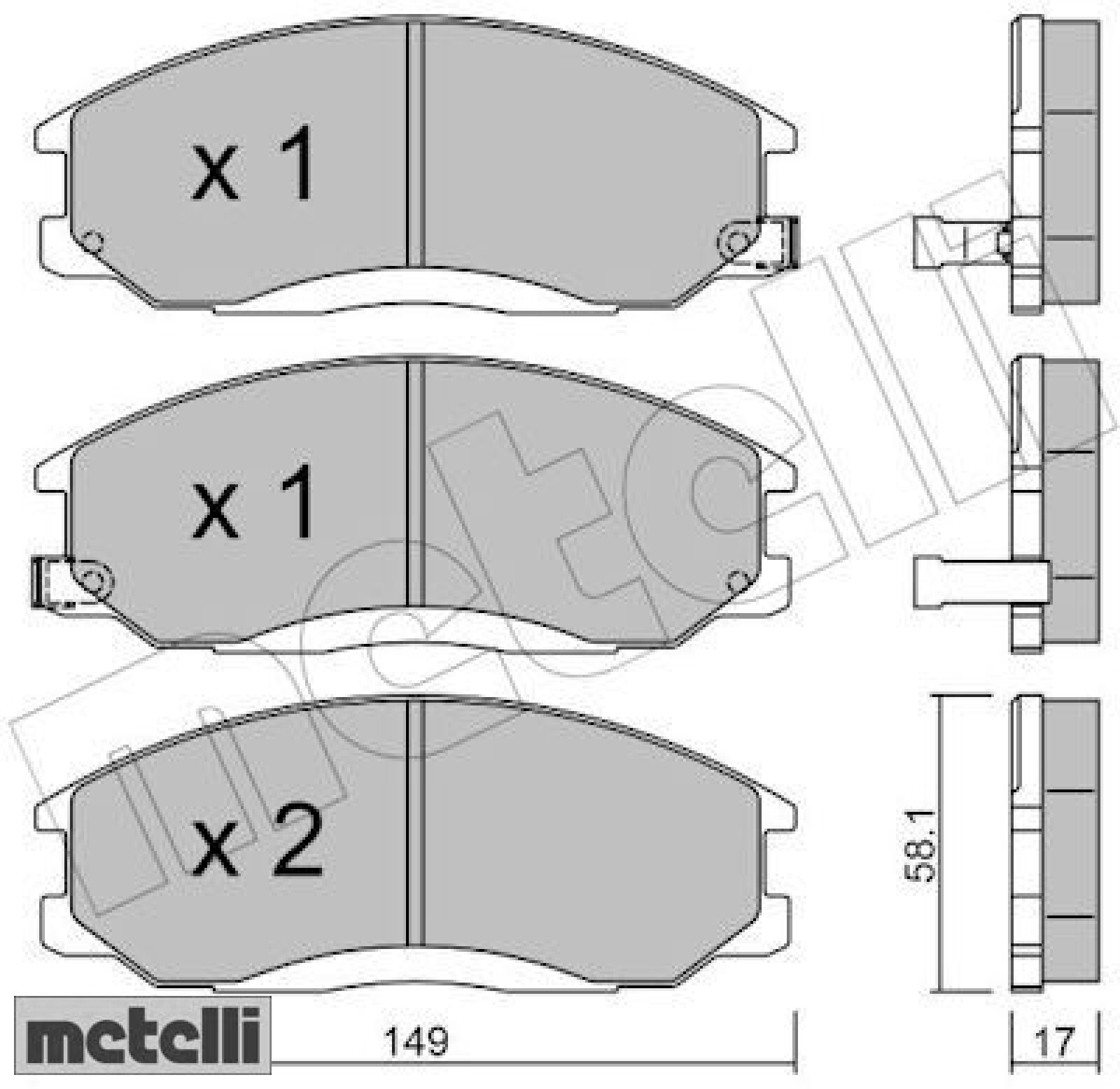 metelli 22-0364-0 Bremsbelagsatz für Scheibenbremse Bremsbelagsatz für Hyundai
