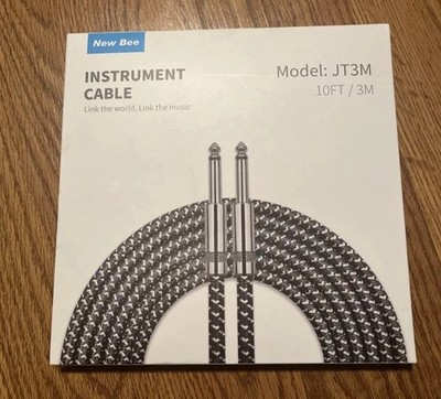New bee JT3M 10ft Straight to Straight Cable for Electric Guitar - Black