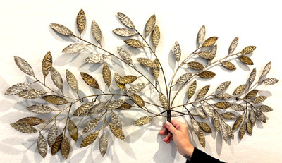 Beautiful 1 Piece Large Metal Leaf & Branch Art Sculpture Wall Hanging 18'' X 40''