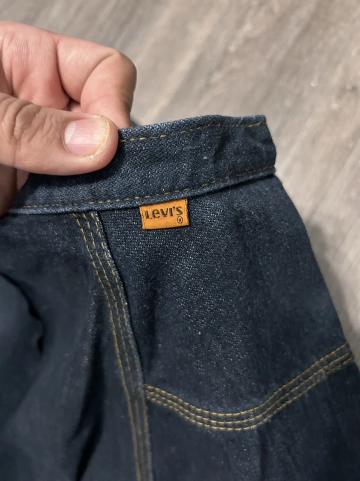 Falda vaquera Levi’s naranja lengüeta años 70 80 True Vintage etiqueta talla 16 EE. UU. índigo Foto 2 de 4