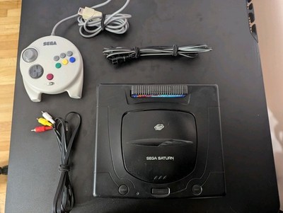 Sega Saturn Black Console W 3D Controller, Cords, Mem Card And 1 Game