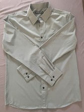 PJ Paul Jones Mens Medium Dress Shirt Button Up Long Sleeve Green Polyester