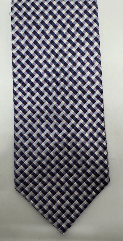 Tom James, imagen corporativa, 100 % seda, cuadros morados, negocios, corbata Preppy Foto 2 de 3