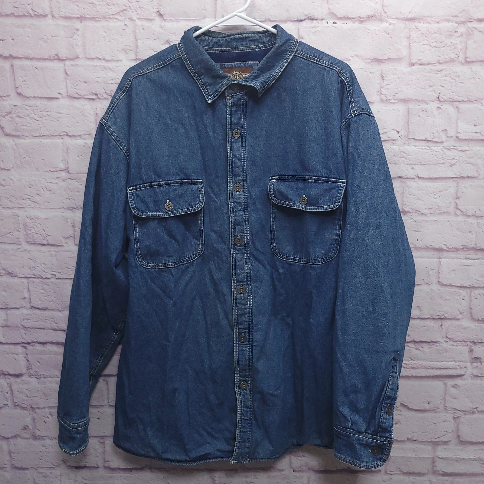 Levi's Denim Fleece Lined Jacket Men's XL Grunge Y2K Gorpcore Warm Utility