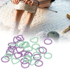 32Pcs Green Purple Round Heart Type Knitting Stitch Markers Smooth Odorless