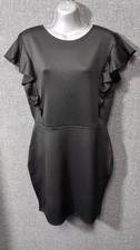 Boohoo Plus Anna Ruffle Front Dress Black UK 16 LN063 UU 02