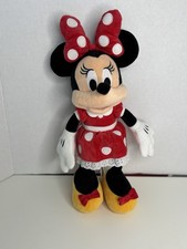 Disney Minnie Mouse Plush Stuffed Animal Red Polka Dot Dress Bow Yellow Shoes