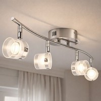Spotleiste Deckenlampe Deckenleuchte Spots Flexibel 4 Flammig Glas Silber Led