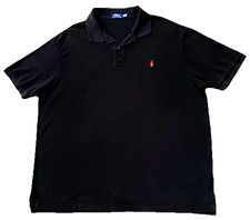 Polo Ralph Lauren Black Polo Shirt Red Pony Logo 3XB Big  Tall Cotton Pique