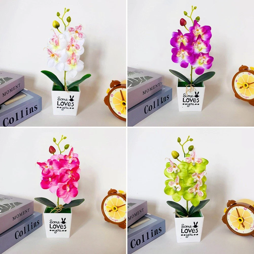 Fiori Artificiali In Vaso Kalanchoe Bianchi | Piante Finte In Seta Con Vaso In Plastica | Altezza 21 Cm | Decorazione Casa E Ufficio | Fiori Finti Realistici