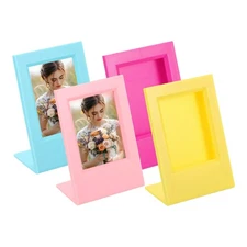 4 Pcs Mini Picture Frames 3.8 x 2.7 Inch Photo Frame, Blue/Red & Yellow/Pink