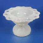 VTG Milk Glass Compote Pedestal Bowl Open Lace Edge Candy Dish Mid Century