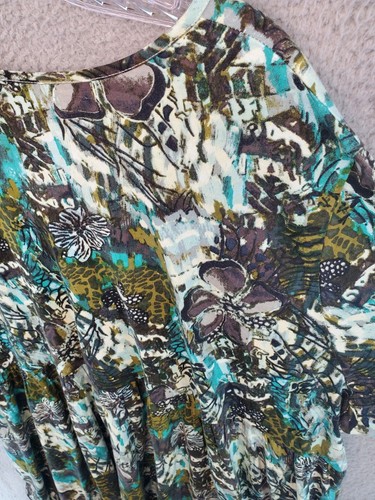 Abito donna Ulla Popken stampa tropicale maglia linea A impero taglia 24/26 nuovo con etichette - Foto 15 di 21