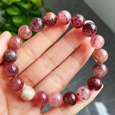 10.7mm Natural Brazil Super 7 Strawberry Crystal Beads Bracelet