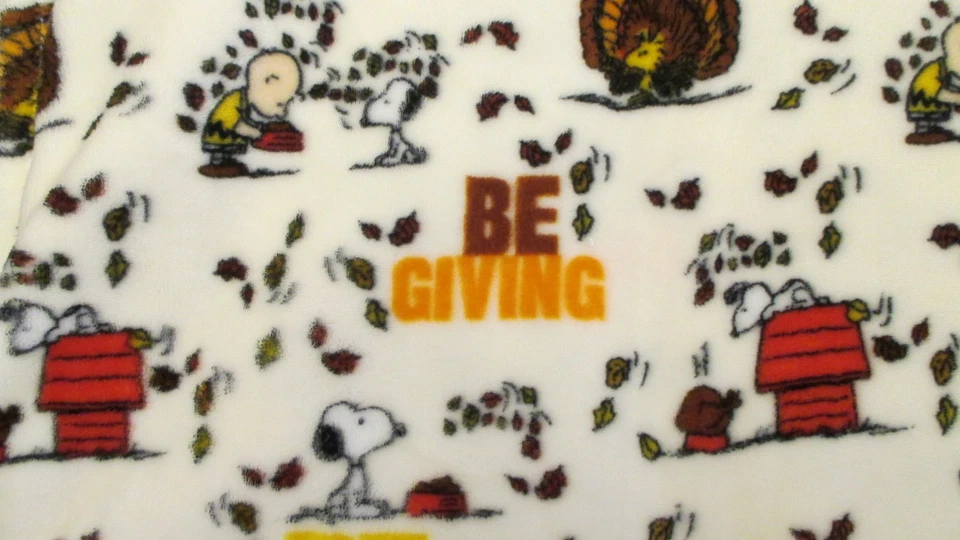 Manta Peanuts Snoopy Charlie Marrón Otoño Otoño Be Thankful Fleece Throw 55x70 Foto 4 de 4