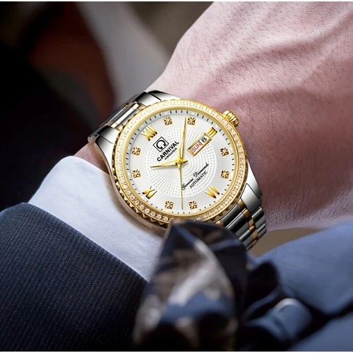 Carnival Automatic Watch For Men Stainless Steel Day and Date, Waterproof 30M - Picture 3 of 9