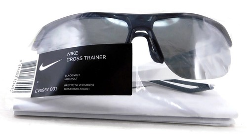 Nuevas gafas de sol Nike CROSS TRAINER | EV0937 (001) negras/grises plateadas lentes flash - Imagen 6 de 6
