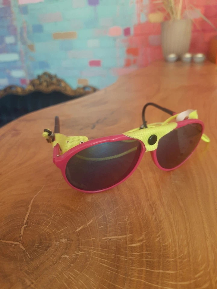 Gafas de sol vintage rosa neón Cebe glaciar escudos laterales montañismo Francia  Foto 2 de 4