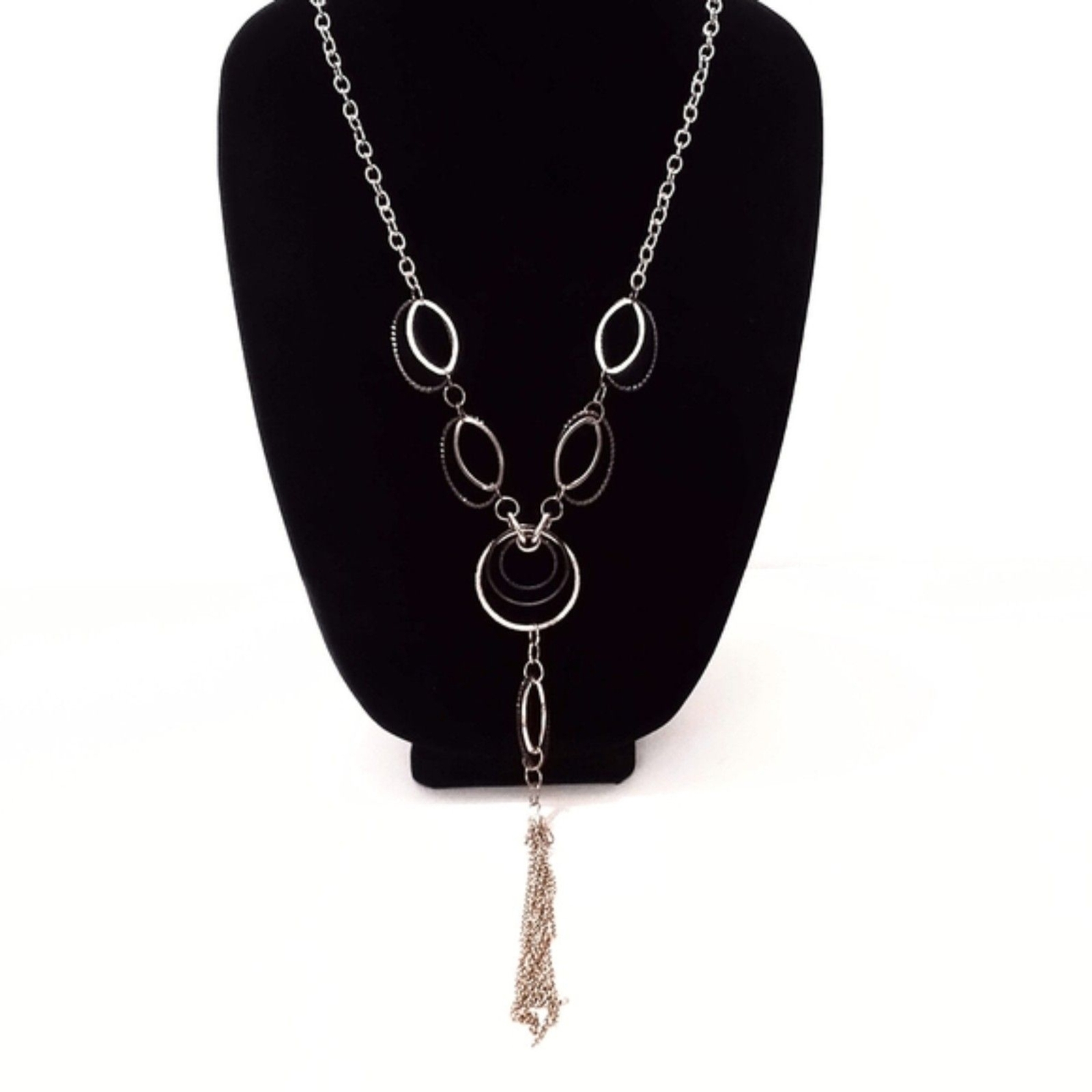 Multi Color Circle Link Tassel Statement Necklace - image 2