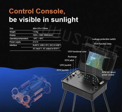 Professional Underwater Aquatic Submarine Drone Robot arm 200m Tether ROV Diver - Picture 13 of 20